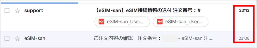 eSIM-sanからのメール